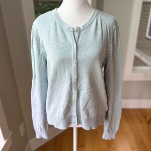 H&M Heather Light Blue Cotton Crewneck Cardigan Sweater Size Medium